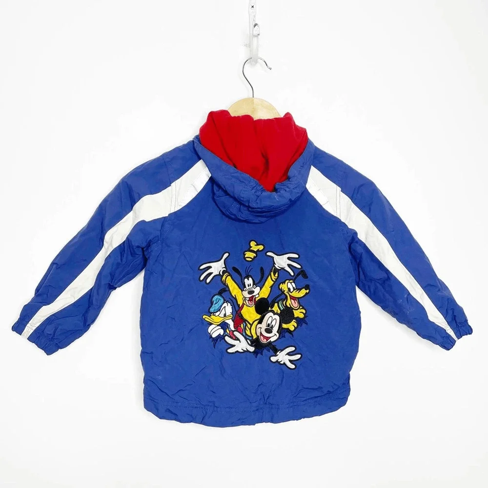 Disney Disneyland Fleece windbreaker hooded jacket hooded Mickey mouse XS 4-5
